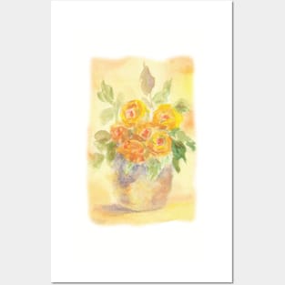 Yellow and Peach Flowers Posters and Art